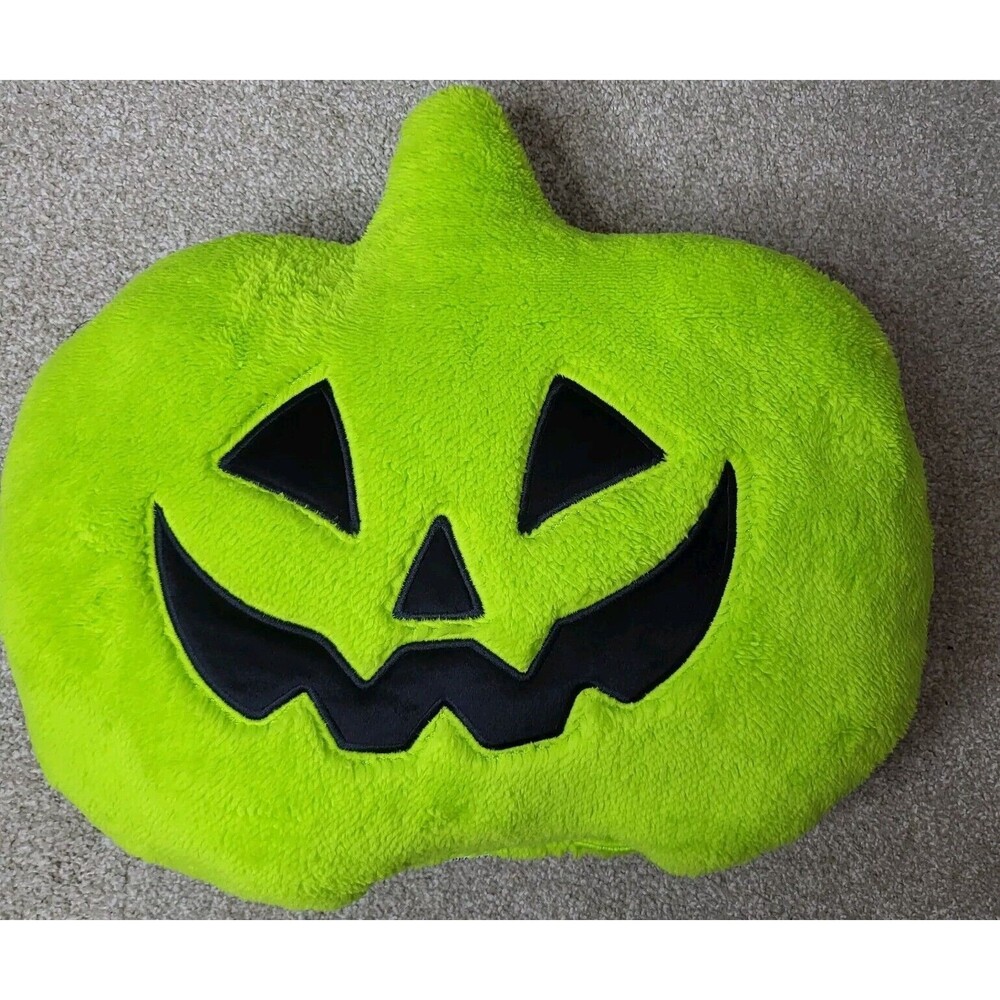 Pumpkin Shaped Faux Shearling Green Decorative Pillow Hyde And Eek Halloween